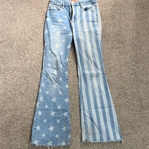 Judy Blue Light Blue Star and Stripe Flare Jeans